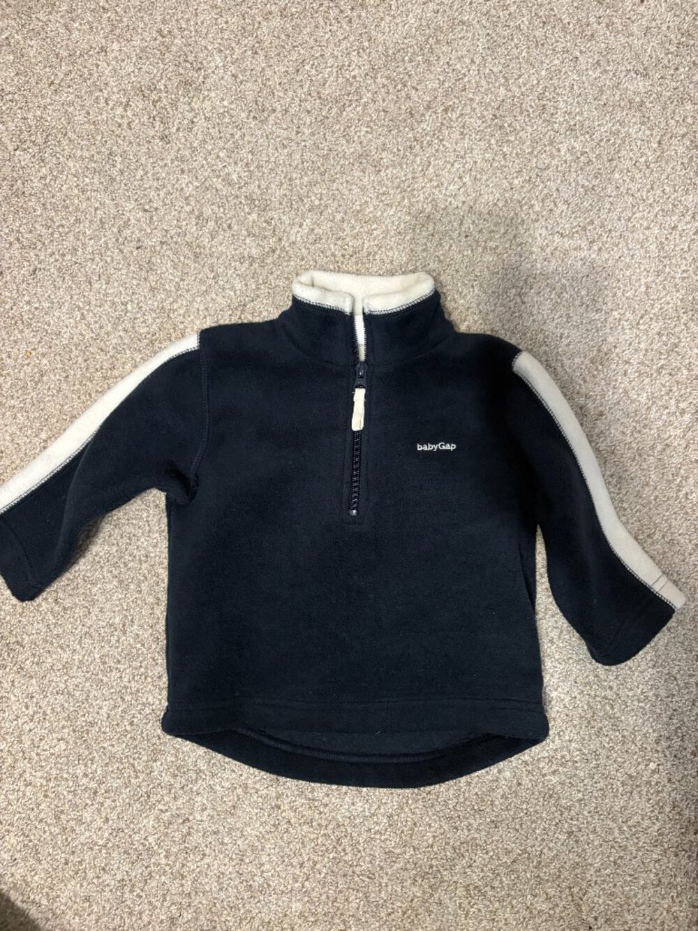 Vintage 90s Baby Gap Heavy Fleece 1/4 Zip Navy Blue Logo Size 12-18M
